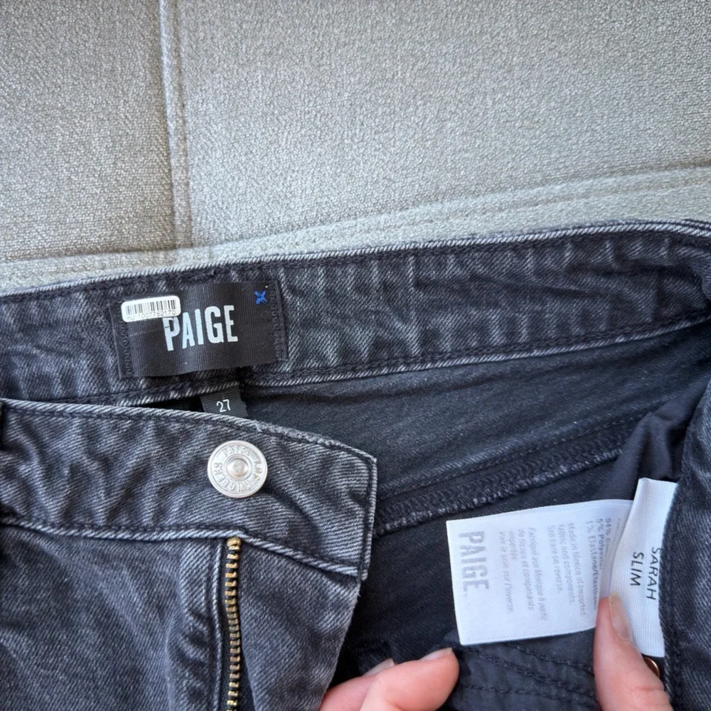 PAIGE Sarah High-Rise Slim Jeans size 27 in black